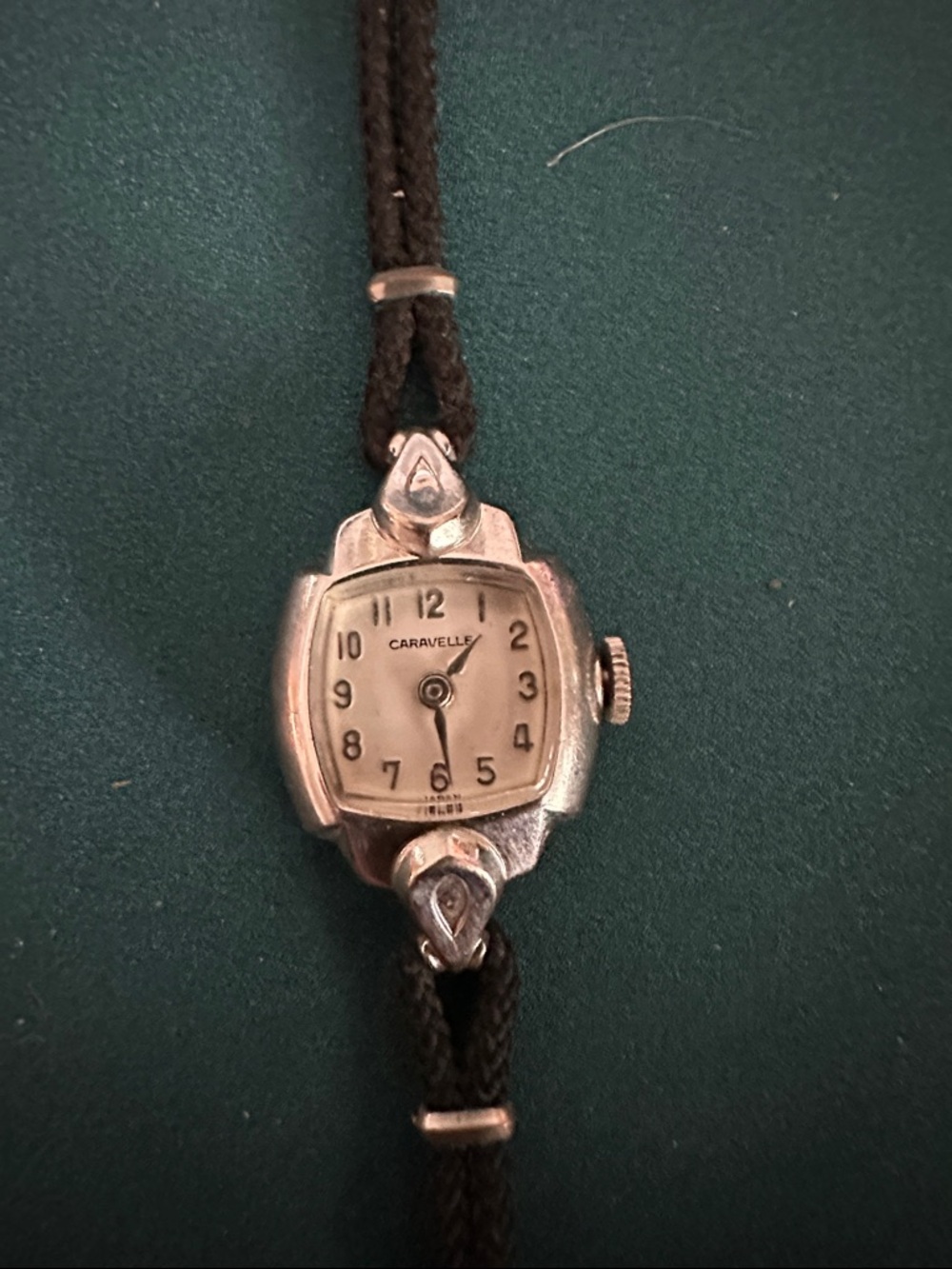 RUNNING! Vtg Caravelle by Bulova Ladies Watch with Black Cord Strap